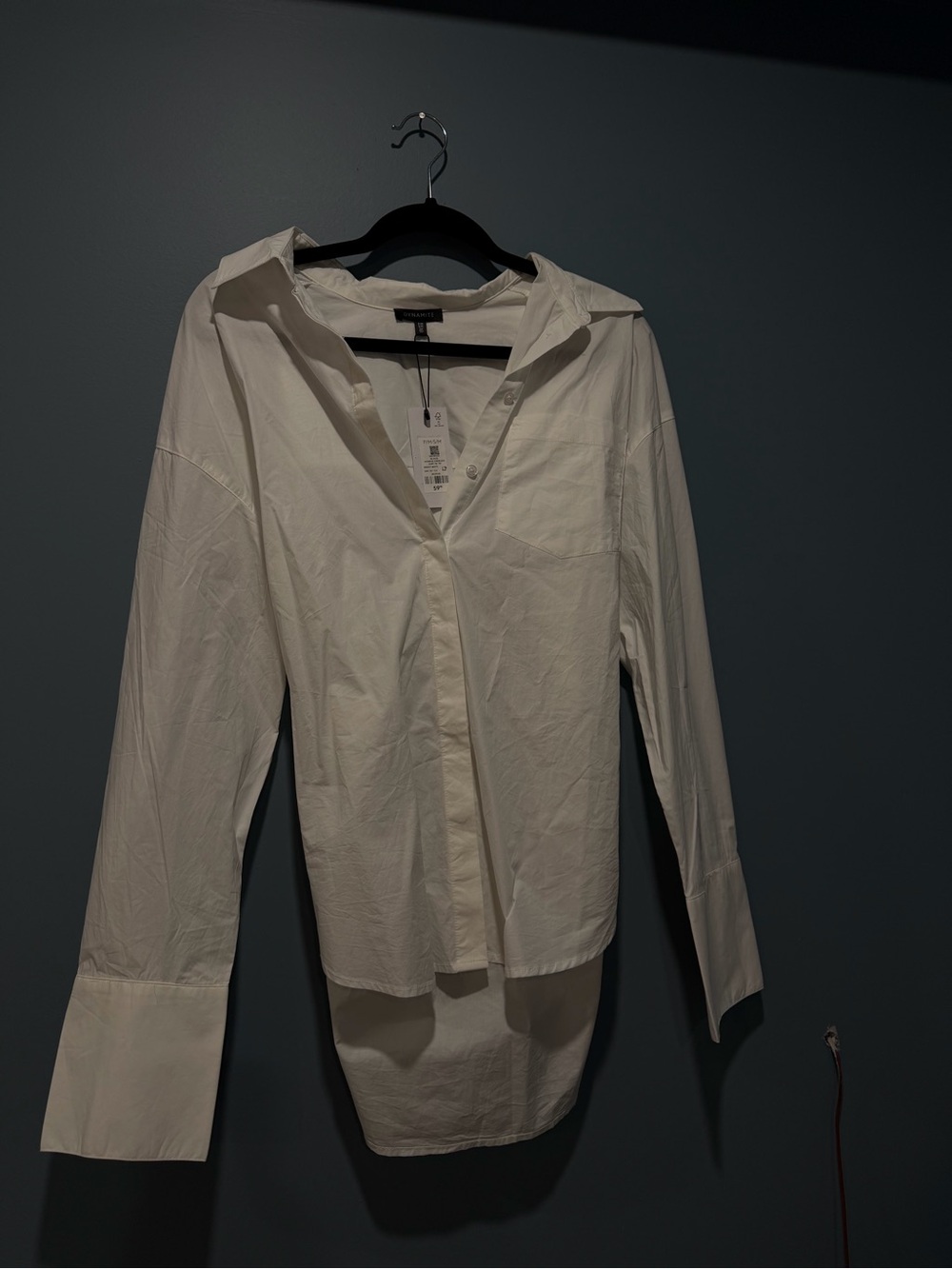 Dynamite White Button-Down Shirt with Extended Cuffs